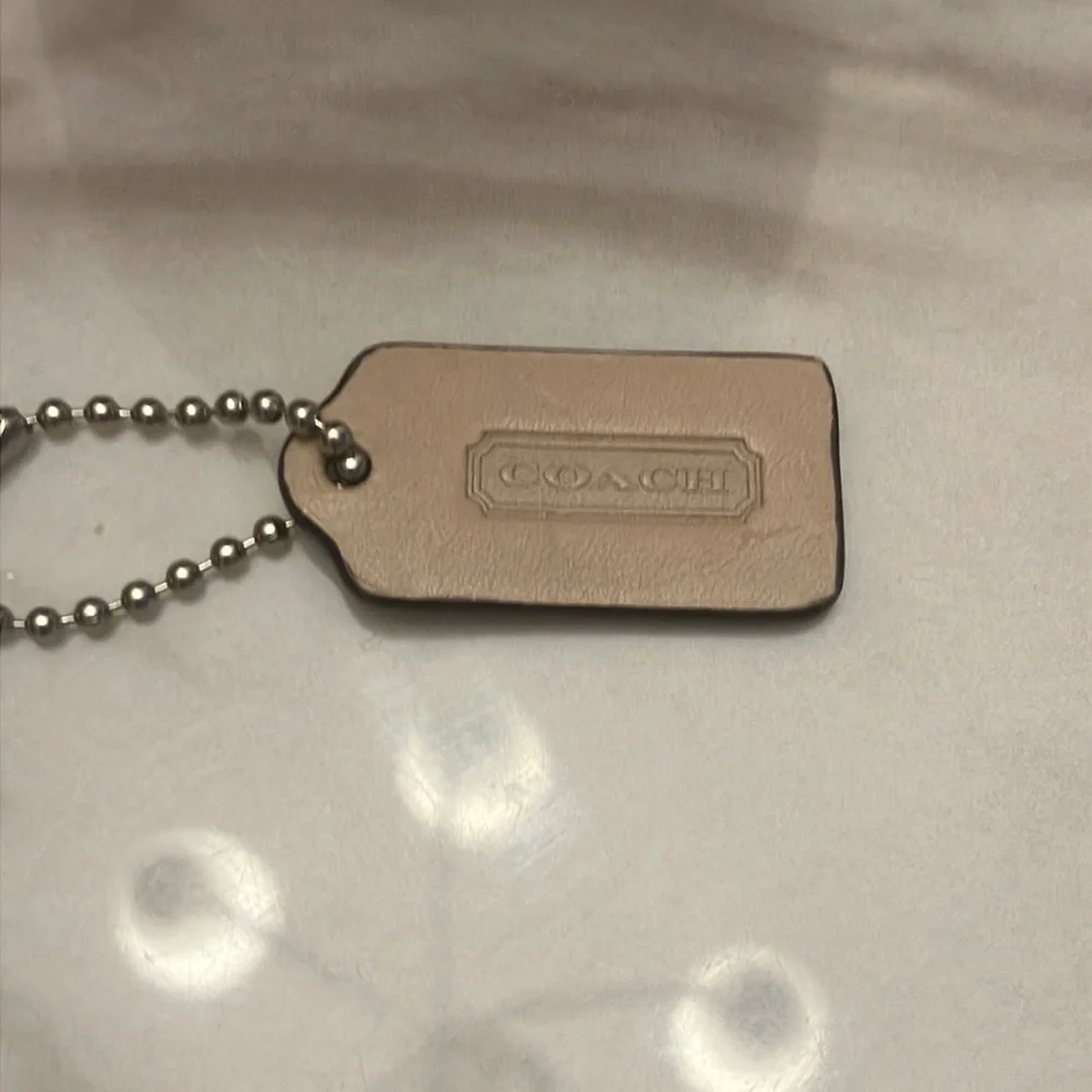 Vintage Coach Tan Brown Leather Hang Tag Replacement Bag Charm Keychain Y2K